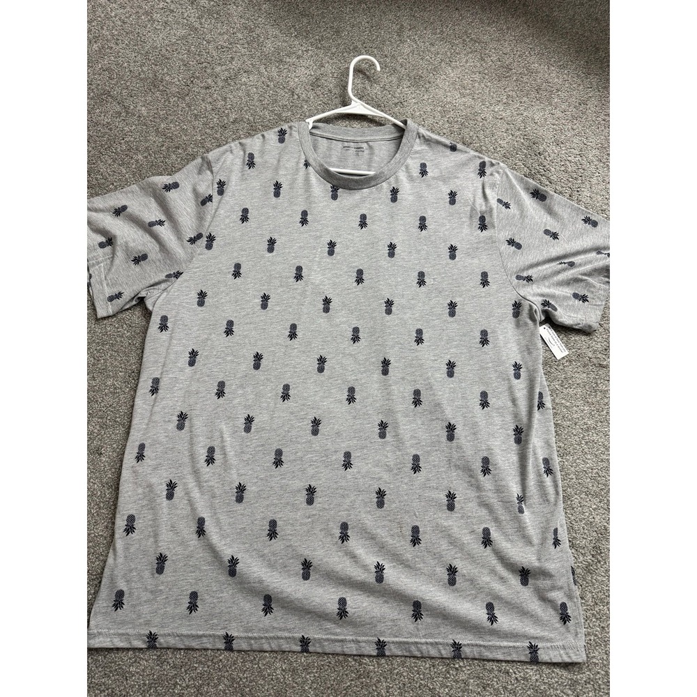 Amazon Essentials Mens XXL Gray Pineapple Print Short Sleeve T-Shirt New